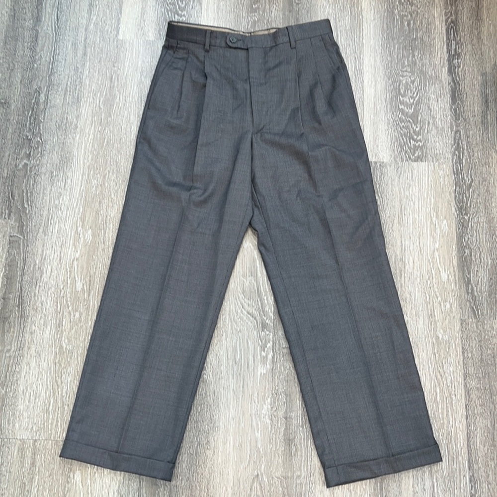 Zanieri Angelico Super 100s Dark Grey Wool Pants Cuffs 46 Italy